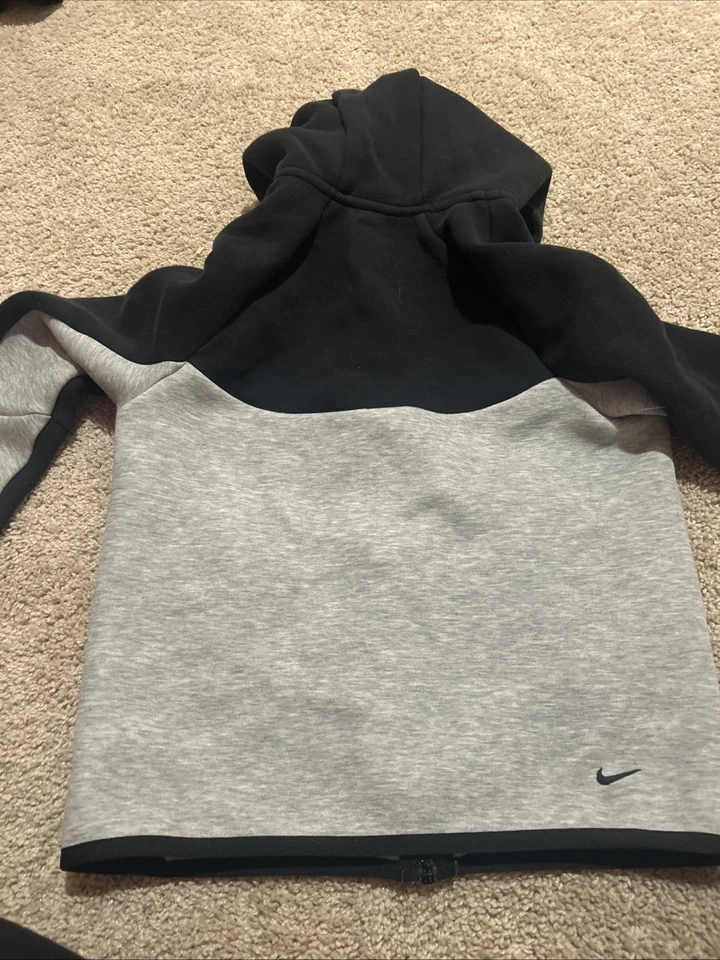 Nike Tech Fleece Cremallera Completa Sudadera con Capucha Niños Negro Gris Sudadera Chaqueta Foto 2 de 4