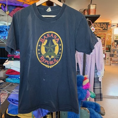 1980s Vintage BANANA REPUBLIC T-shirt Retro Black Travel and