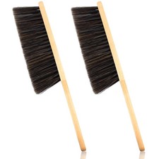 2 Pieces Dust Brush Hand Broom Wooden Bench Brushes with Soft Bristles Brown