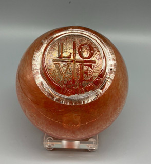 ORANGE BELLA ART GLASS BALL FLOAT GOLD "LOVE" SEAL TACOMA WASHINGTON