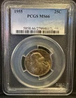 1955 Silver Washington Quarter PCGS MS66 TONED