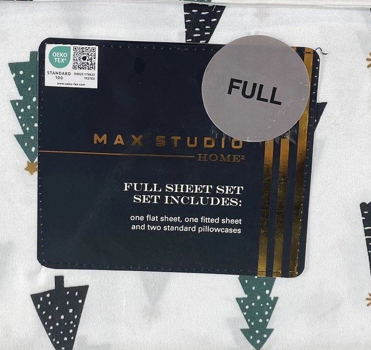 Juego de sábanas 4 piezas Max Studio COMPLETO bloque estampado de árbol de Navidad ropa de cama navideña Foto 4 de 4