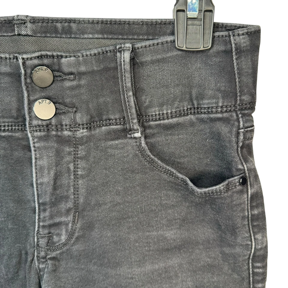 Apt. 9 Pantalones Cortos Denim Negros Cintura Elástica Puños Gótico Punk Emo Alternativa Talla 4 Foto 4 de 4