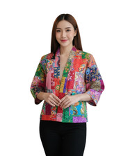 Bohemian 3/4 Sleeve Kimono Jacket Handmade Full Patchwork Free Size