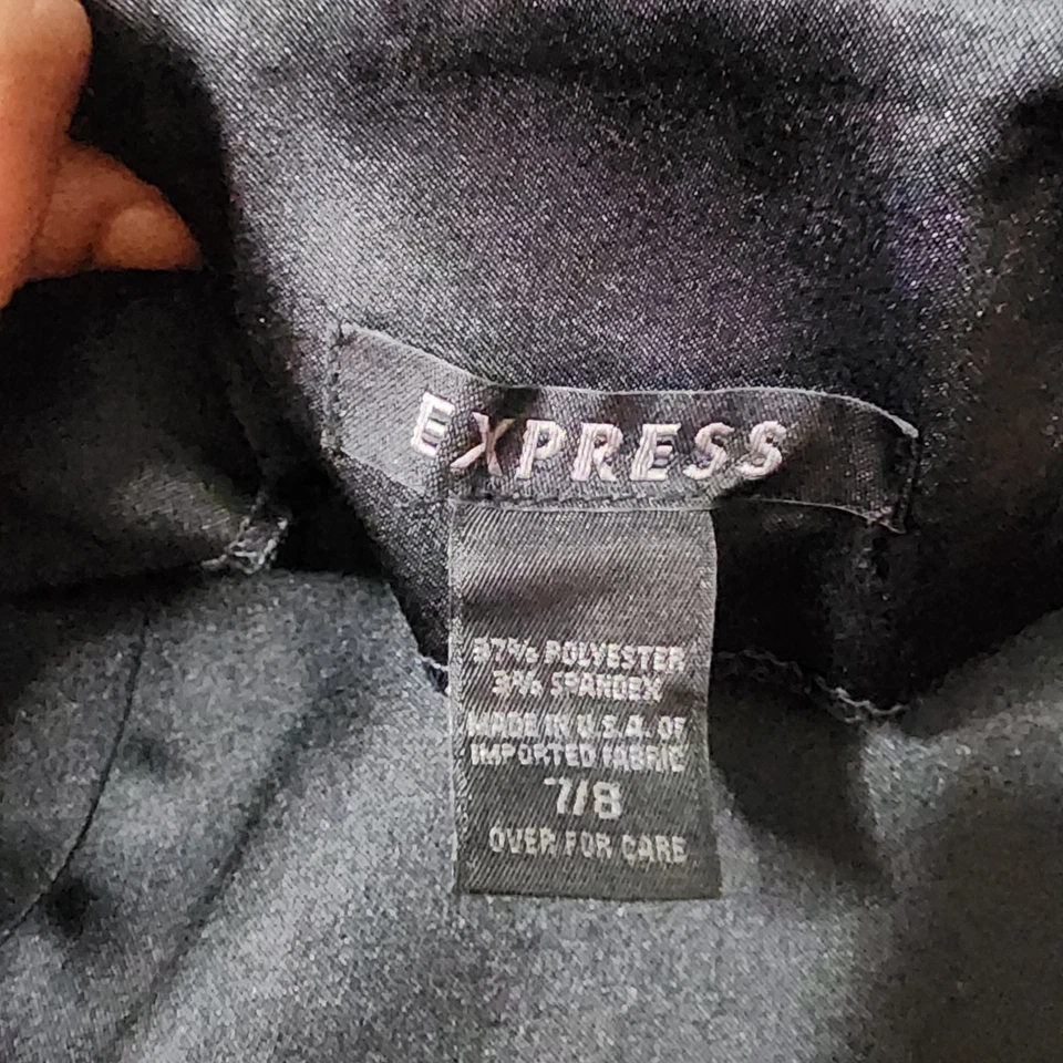 Y2K 90S Vintage Express Black Satin Dress Mini Halter Slit Party USA 7/8 - Image 3 of 4