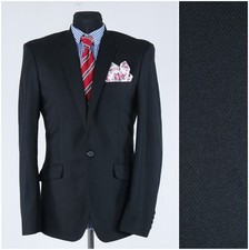 Mens Black Blazer 38R UK Size POSHAK ISTANBUL Rayon Sport Coat Jacket
