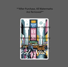Times Square Sticker Waterproof Decal Abstract Art City New York Gift NEW
