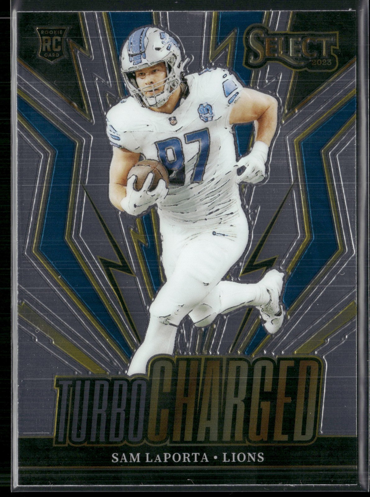 2023 Panini Select #TUR-SLA Sam LaPorta Turbocharged