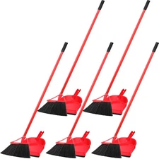 5 Set Broom and Dustpan Combo Set 52.8 Inch Height Broom and Dustpan Set for ...
