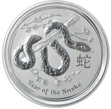 2013 Australian Year Of The Snake 10 Oz Circulated Silver Coin - In Capsule