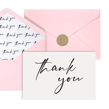 Bridal Shower Thank You Cards with Envelopes, 100 Pack, Modern Pink-100pcs