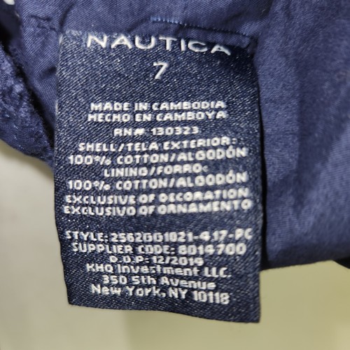 Nautica Girls 7 Navy Blue Lace Eyelet Ruffle Sleeveless Cotton Dress 3076 - Picture 4 of 7