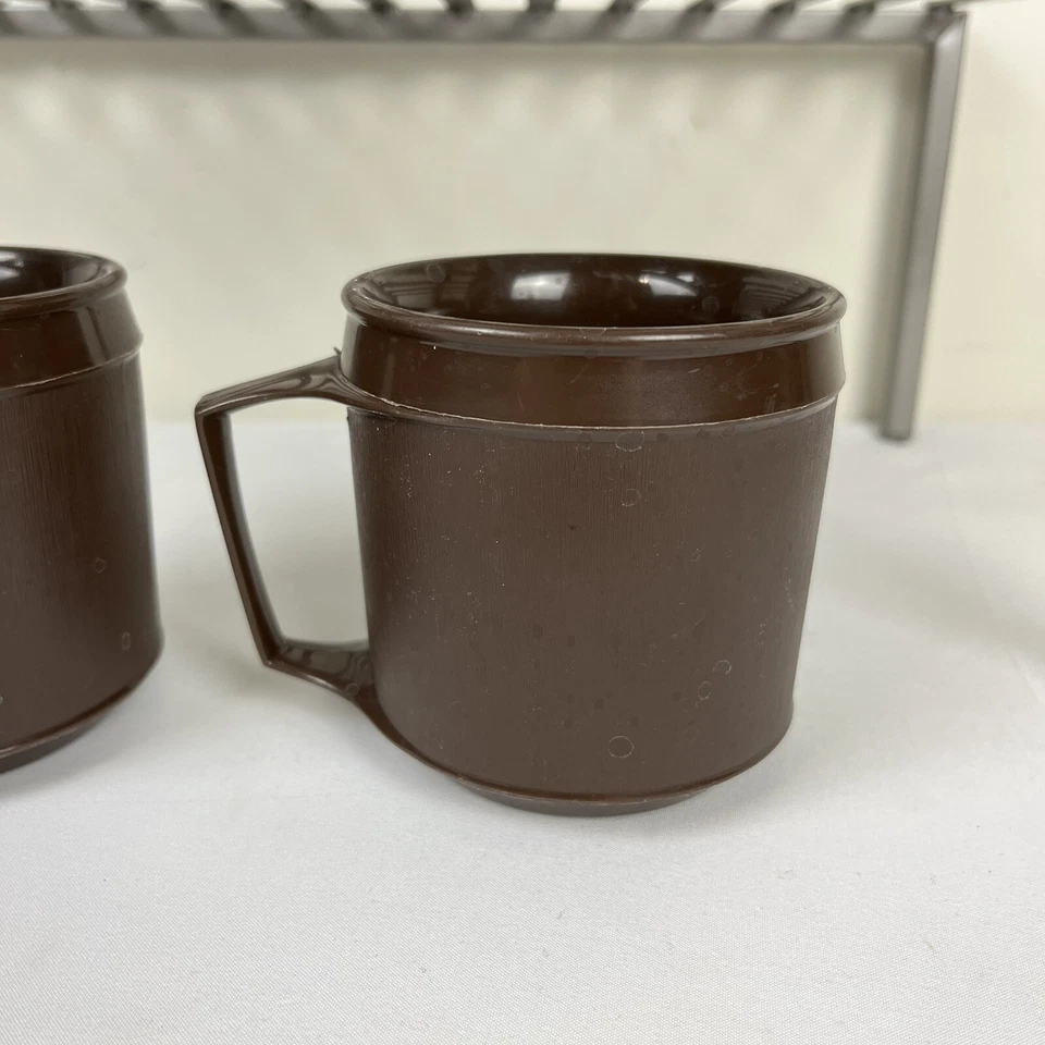 Vintage Aladdin 8 oz Insulated Plastic Coffee Mugs Cups Camping RV Lot 4 BROWN - Image 2 of 4