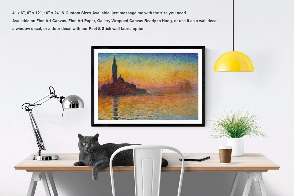 Impresión de reproducción Monet de San Giorgio Maggiore puesta de sol en Venecia, 4 x 6"-16 x 24" Foto 2 de 4