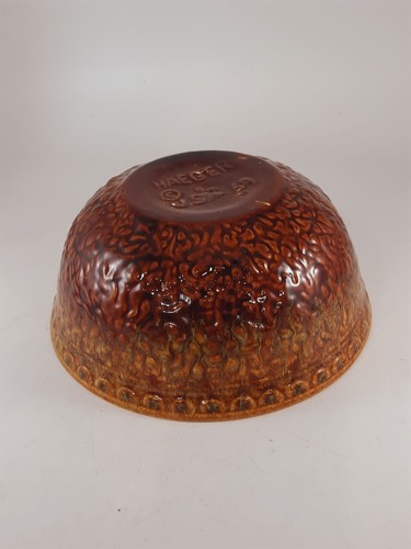Vintage Haeger USA 69 Brown Ivory Textured Bowl Mix Planter Fruit serve Pottery - Picture 10 of 13