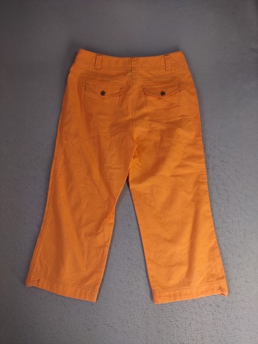 New York Company Womens Pants 6 Orange Linen Blend Flat Front Cropped Capri - Picture 4 of 11