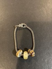 LAA TROLLBEADS Sterling Silver Wheat Chain Bracelet With 3 LAA Charms
