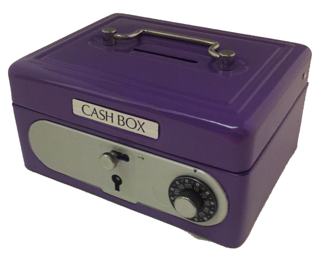 Purple Kids Metal Cash Box Coin Safe Bank Treasure Lock Box Piggy Bank