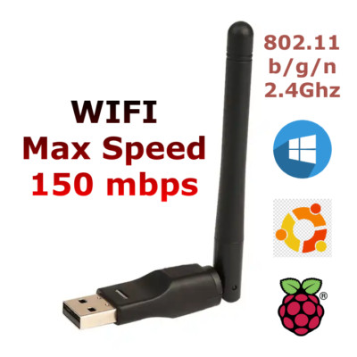 Wireless USB WiFi Adapter Dongle LAN 802.11 b/g/n 2,4 GHz PC Windows Kali & Linux