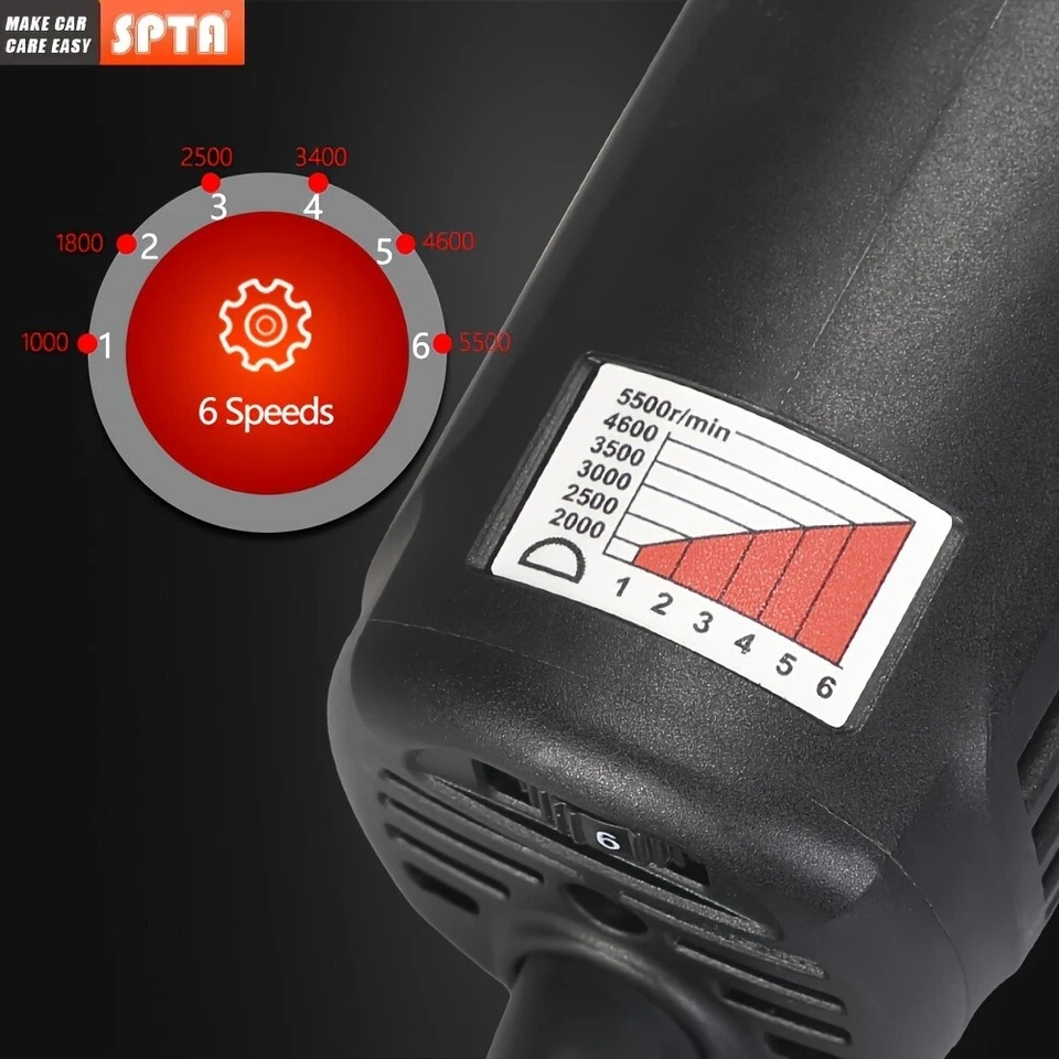 SPTA 3 Inch 780W Variable Speed Orbital Car Buffer Dual Action Polisher Detail - Image 3 of 4