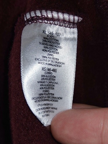 Starter Mens Purple Gray Hoodie Pullover Hooded Pocket Fall Winter Sz XL Stains - Picture 4 of 7