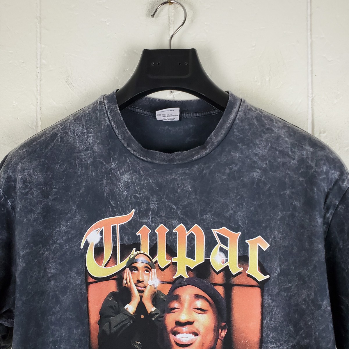 2Pac Shirt Mens Medium Gray Graphic Crew Neck Short Sleeve Tupac