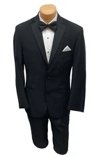 Men's Black Ralph Lauren Tuxedo with Pants Grosgrain Satin Lapels Size 38R 32W