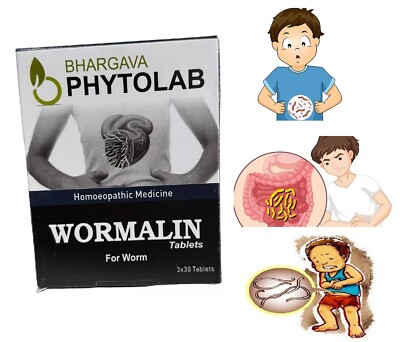 100% Treatment of Hookworm,Roundworm,Tapeworm Removal (90 Tablets) Homeopathic