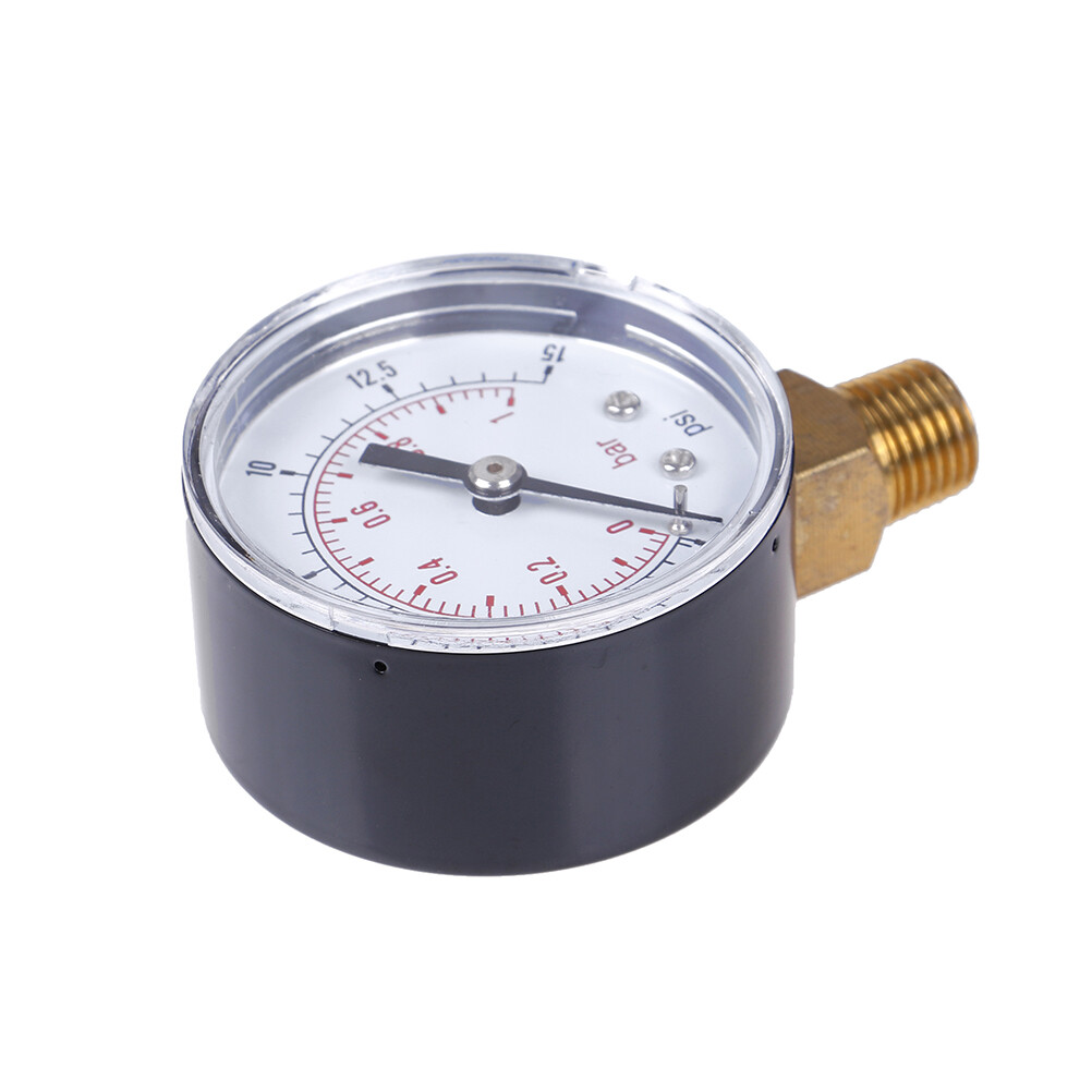 Manomètre 50mm 0-1 Bar / 0-15 PSI - Raccord 1/8" BSPT - Avec Tuyau 6mm - Neuf