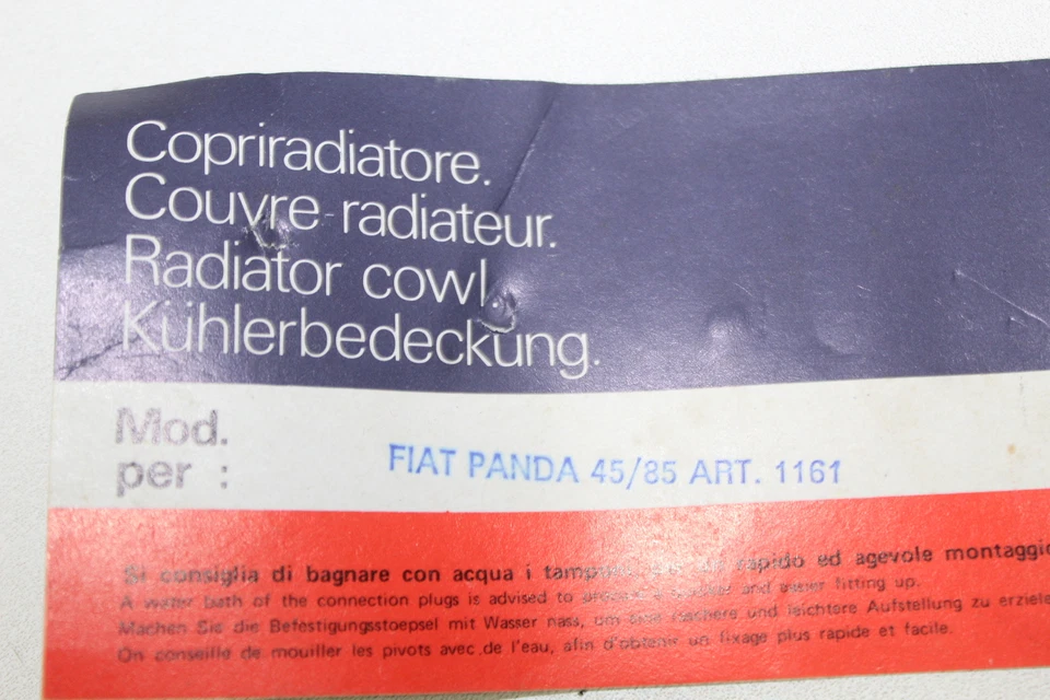 COPRIRADIATORE IN GOMMA PER FIAT PANDA 45 DAL 1986 - Immagine 3 di 4