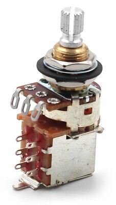 1x Bourns 250K Pot 3/8  Short Split Shaft Audio Taper Push/Pull DPDT