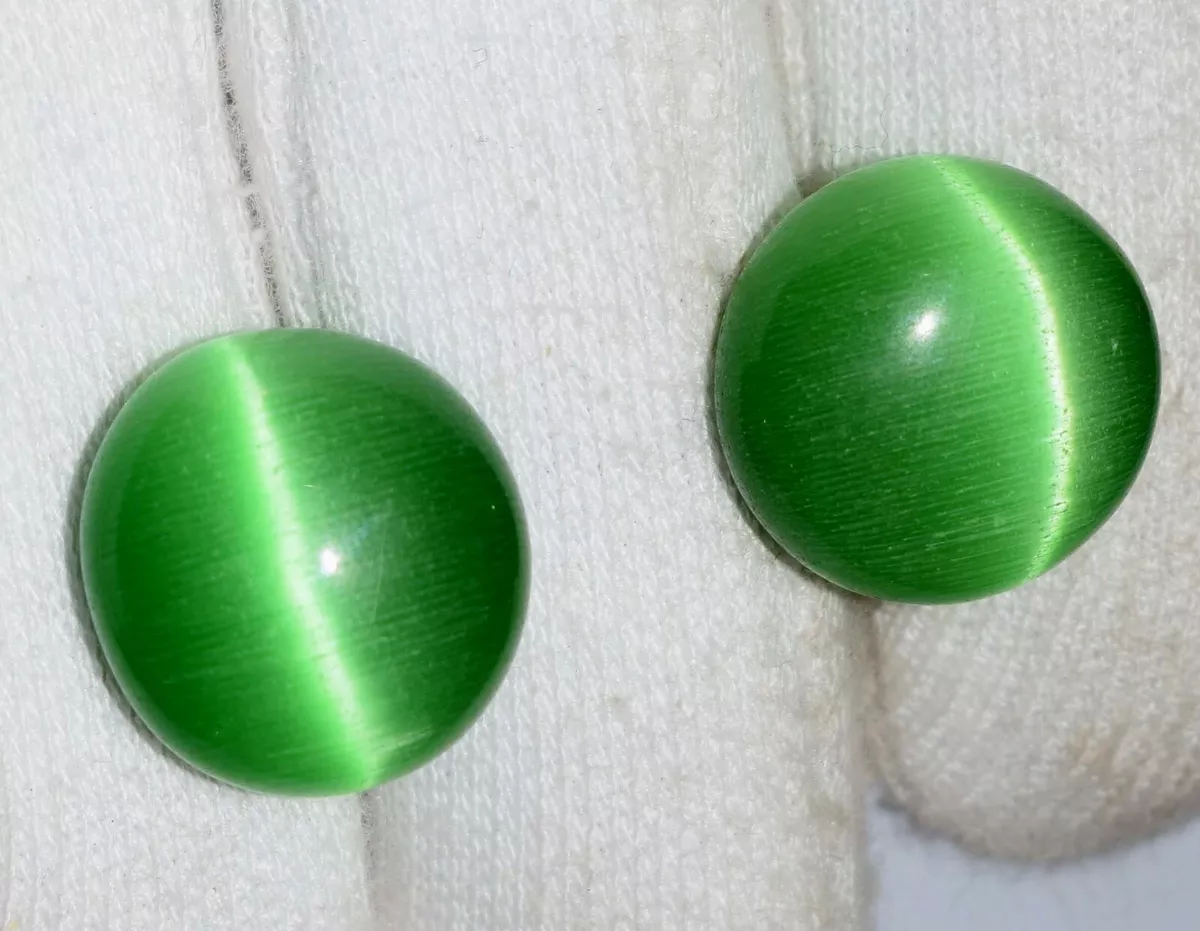 Round Green Cat s Eye Gemstone 34 36 Ct Natural Pair Certified Wednesday Sale