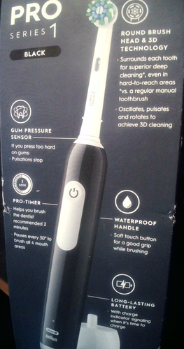 Braun: Oral-B Pro Series 1 Rechargeable Electric Toothbrush. Black. New.Box wear - Picture 4 of 9