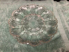 Vintage Indiana Glass Deviled Egg Plate Clear Scalloped 10" Great Condition