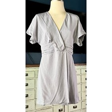 NWT New $160 Anthropologie Faux Wrap Linen Blend Mini Dress 8