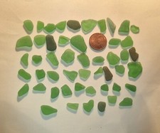 Collection of 50 Pieces of Green Sea Glass from a Croatian Hidden Beach