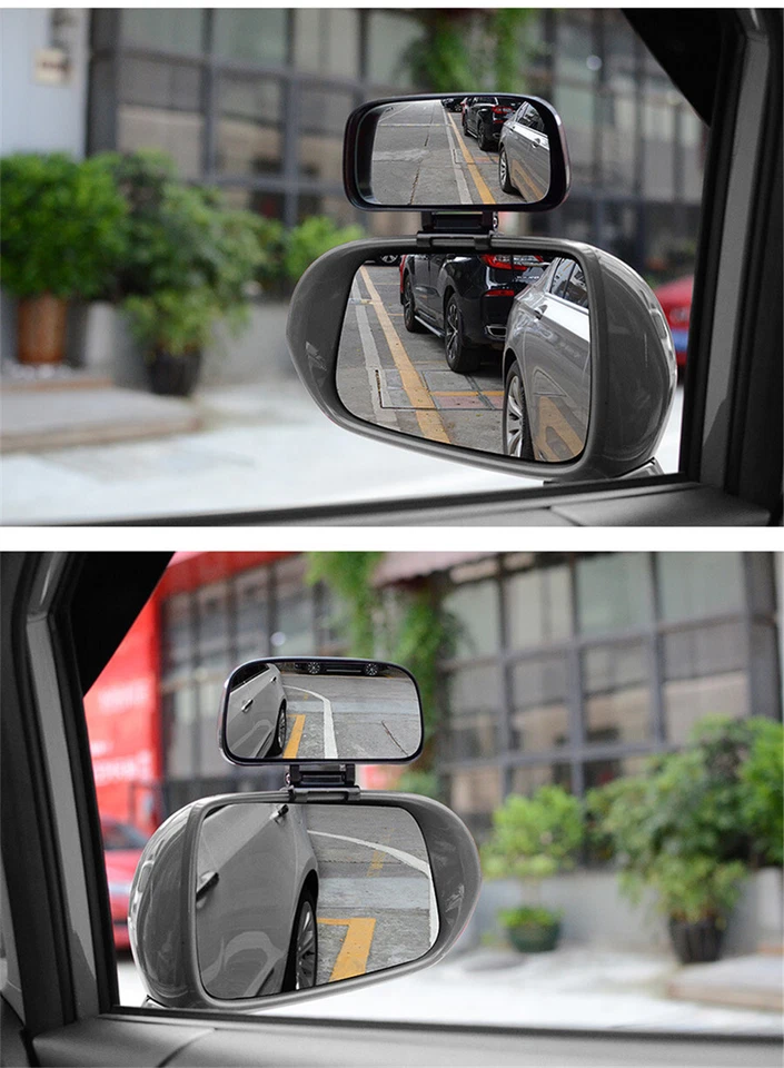 Espejo retrovisor lateral 360° para coche montaje punto ciego paso a presión para estacionamiento auxiliar Foto 4 de 4