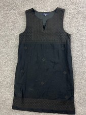 MADEWELL Mosaic Sleeveless Shift Dress Women's 2 Black Stitch Embroidered Pocket