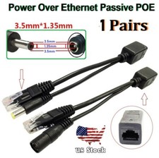 I Pairs Network Adapters Passive PoE Injector And Splitter Kit With 3.5x1.35 mm