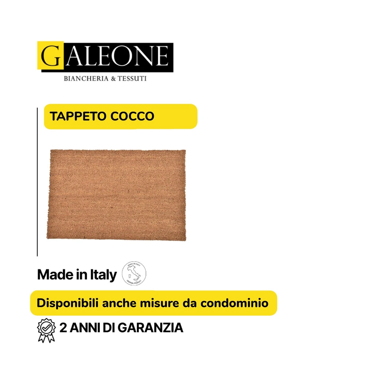 Zerbino con stampe colorate in cocco naturale, 40x80 cm