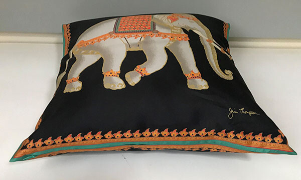 JIM THOMPSON CUSHION COVER 100%THAI SILK ELEPHANT PRINTED SQUARE