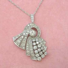 1.20Ct Lab Created Diamond Round Pendant 14K White Gold Finish Chain