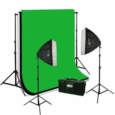 3 Muslins Photo Video Backdrop Background Stand and softbox Lighting Kit