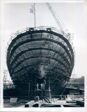 1966 Press Photo Idemitsu Maru Tanker Ship Construction Japan