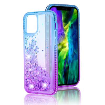 For Apple iPhone 12 Pro Max - Two Tone Impact Cover Case w/Waterfall Glitter