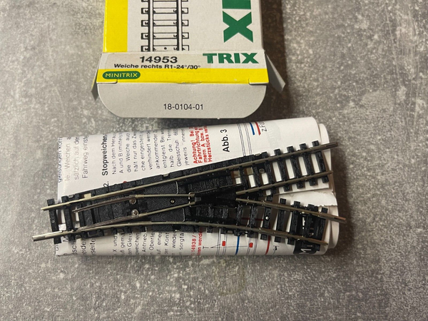 Trix Minitrix 14953 Weiche Rechts R1-24°/30° Neu + Ovp-image