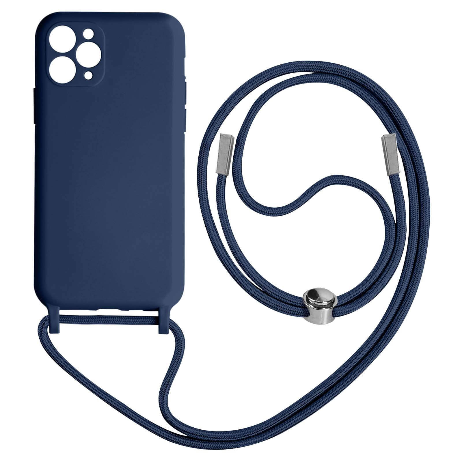 Coque cordon iPhone 11 Pro antichoc lanière ajustable bleue Avizar