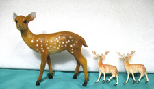 Vintage 3 Christmas Celluloid Hard Plastic Reindeer Deer Hong Kong holiday