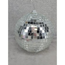 Silver Mirror Disco Ball Ornament Christmas Holiday Decor Party Accent 6"