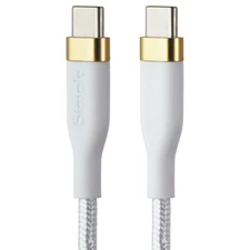 S. Simple (4 Foot) USB-C to USB-C Tough-Knit Braided Cable - White/Gold